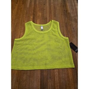No Boundaries Junior‎ XL Neon Yellow Mesh Swim Cover Up Cropped Sleeveless Top